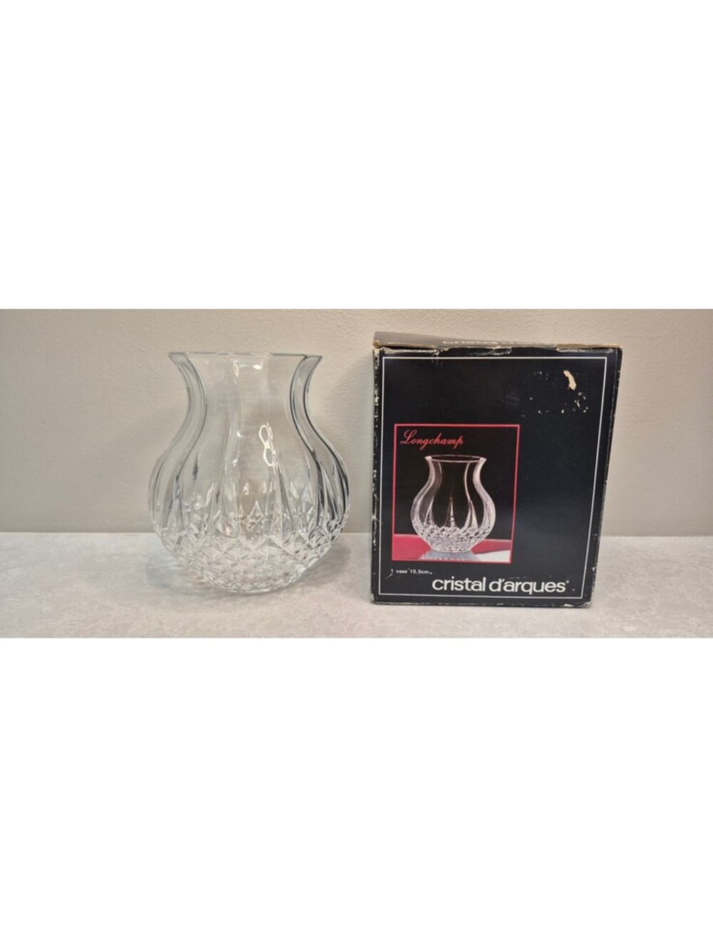 Vintage Cristal d'Arques Longchamp 6" Lead Crystal Vase France w Box